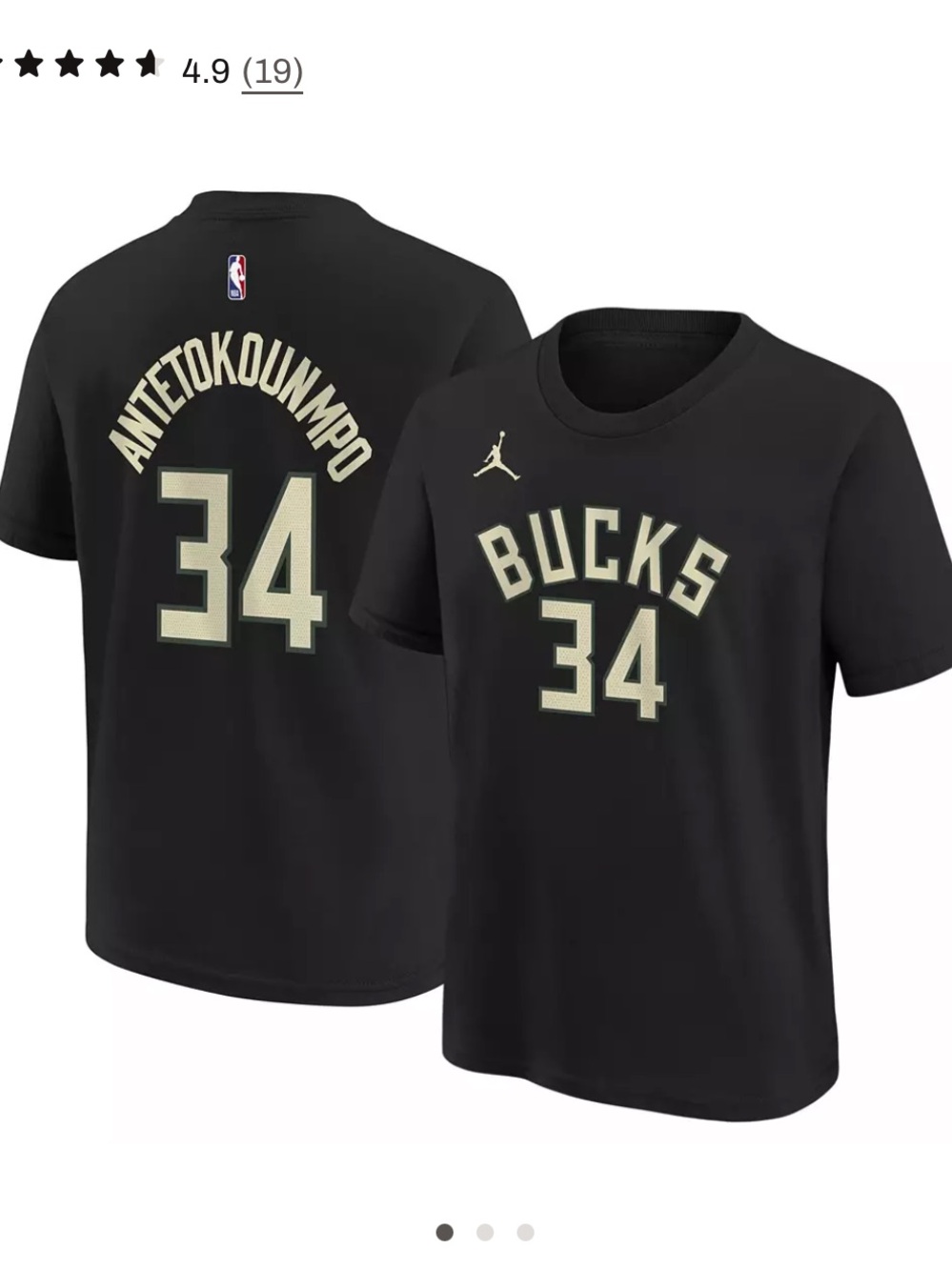 Jordan Black BUCKS 34 Antetokounmpo Tee